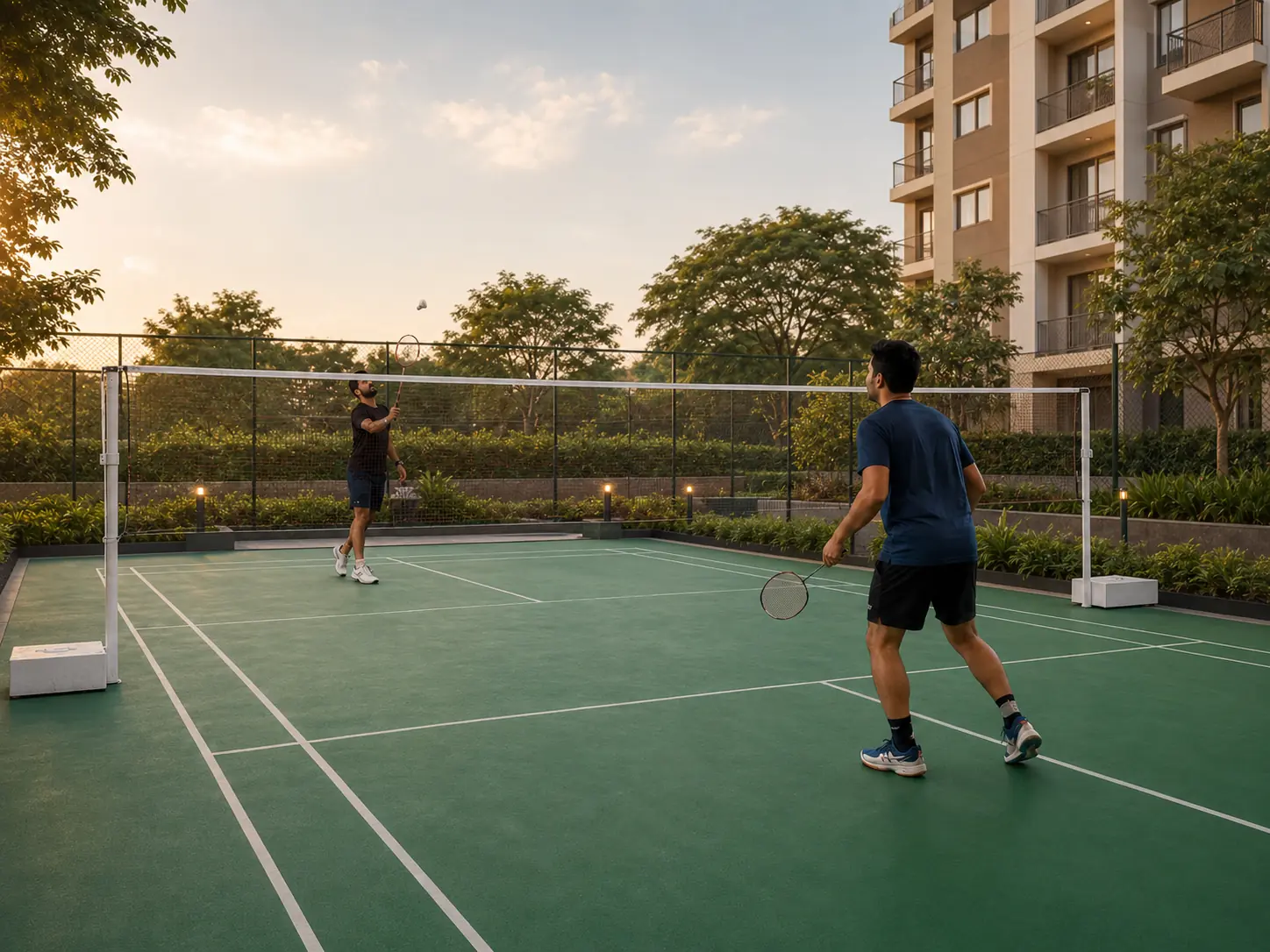 Open-air Badminton Court at Megastone Horizon — representative visual